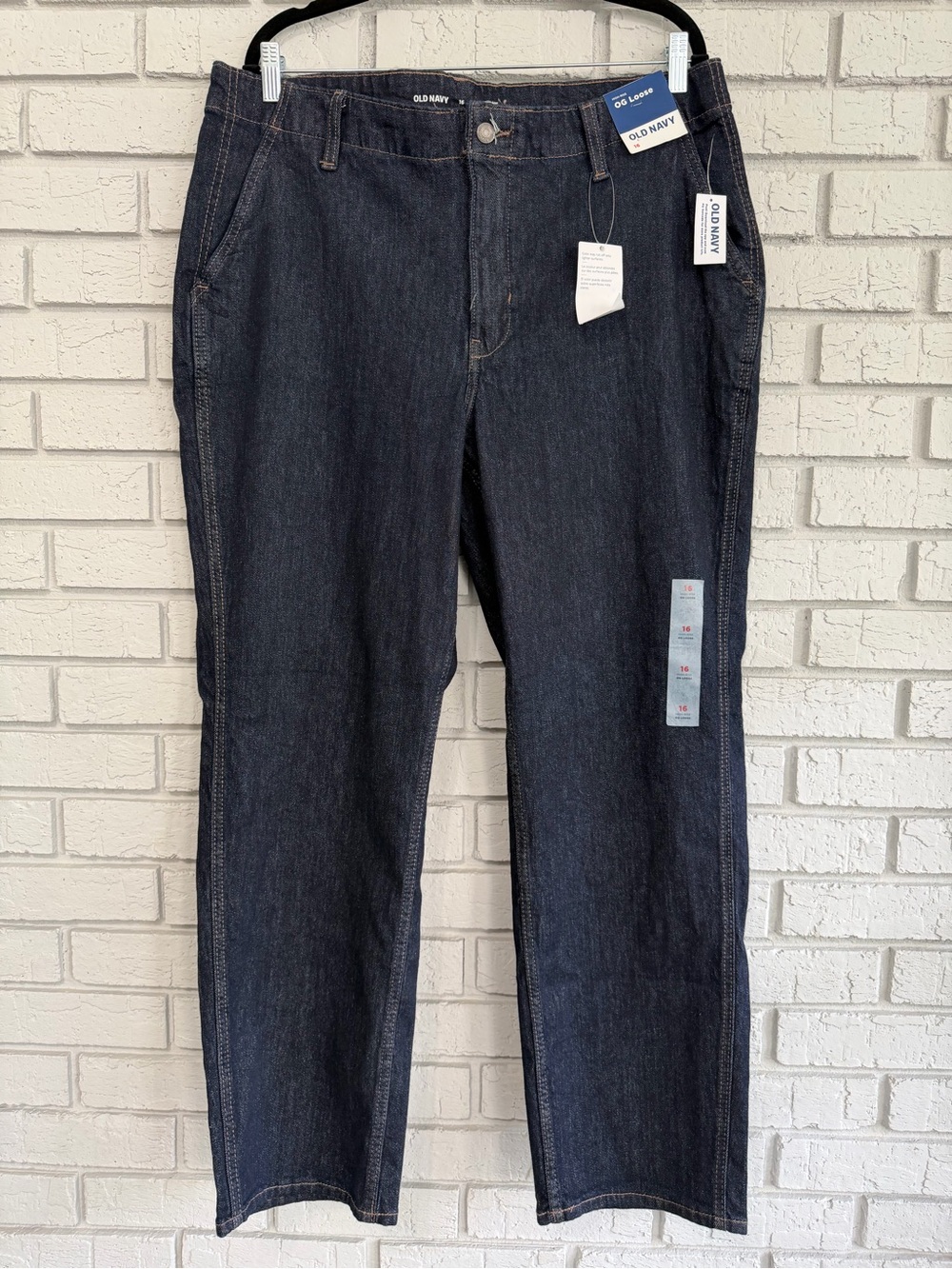 Old Navy High Rise OG Loose s16 Women’s Baggy Straight Wide Leg Dark Blue